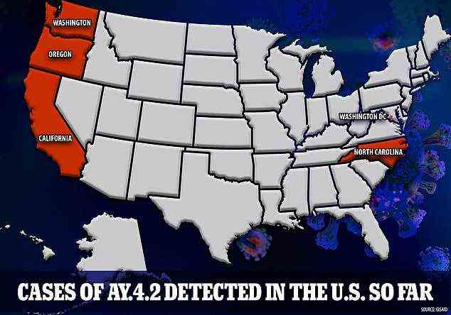 Sie fügte hinzu, dass in den USA keine Cluster identifiziert wurden, wobei nur sieben Fälle in Kalifornien, North Carolina, Oregon, Washington State und Washington, DC entdeckt wurden (oben).