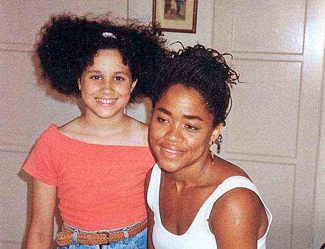 Meghan on her 11th birthday with her mother Doria in 1992, seen in pictures kept by her uncle Joseph Johnson