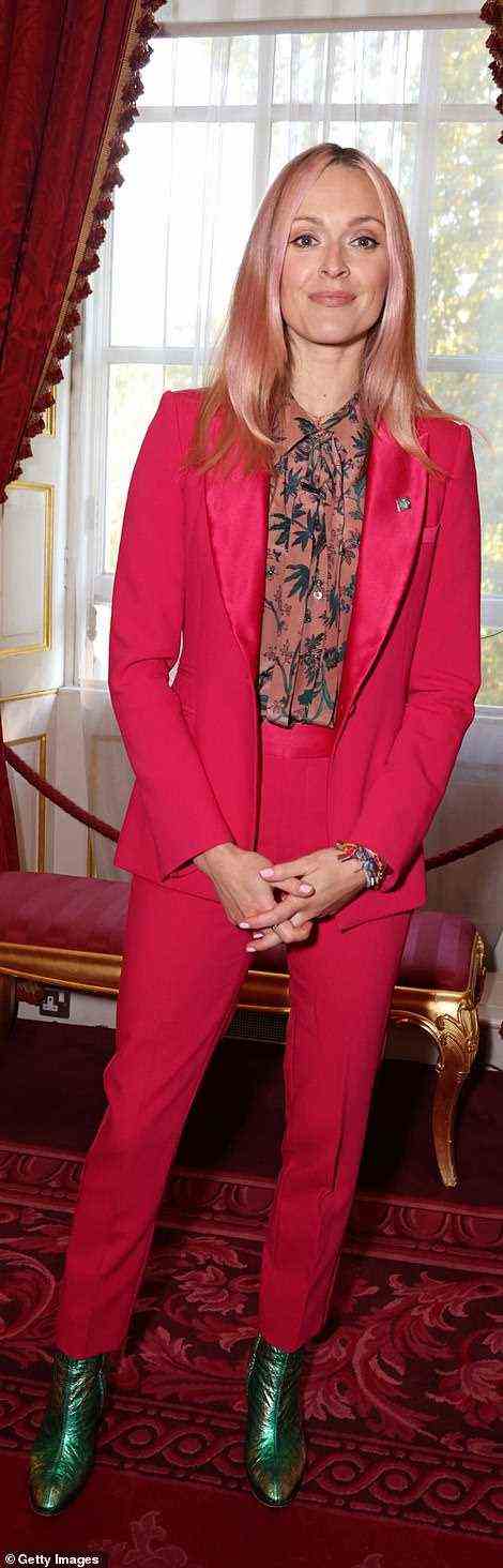 Fearne Cotton put on a bold display in a bright fuchsia suit
