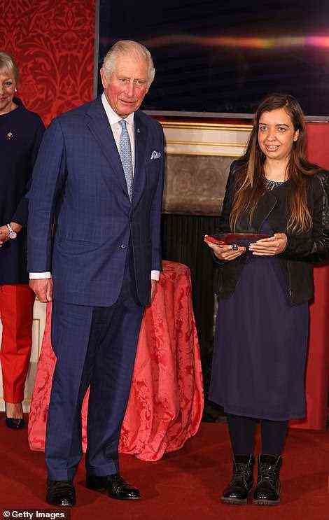Cleo Johnson looked delighted as she was awarded the HSBC UK Breakthrough Award by Prince Charles