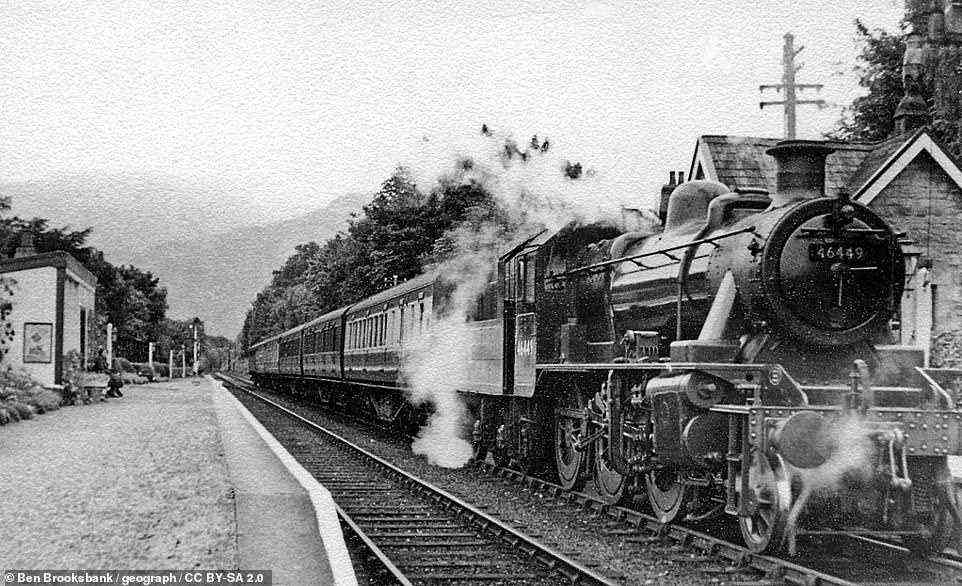 This vintage image shows a steam train at Bassenthwaite Station in 1951. This picture is courtesy of Creative Commons licensing