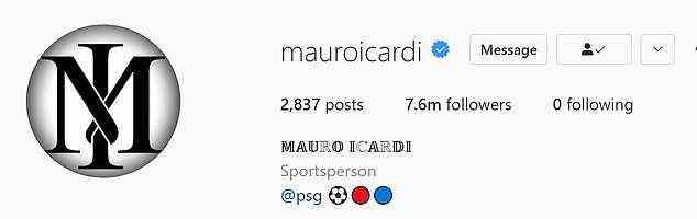 Icardi hat Nara sogar auf Instagram entfolgt, da sie ihr nur auf der Website folgen soll