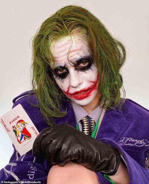 'Warum so ernst?'  Die talentierte Visagistin verwendete Kosmetika und eine grüne Perücke, um die Illusion zu erzeugen, der Joker zu sein, der 2019 die Bildschirme zierte