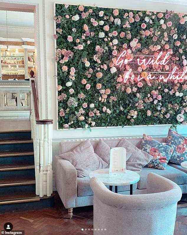 Mayfair club Annabel’s and The Ivy were both early and high-profile fans of the floral walls and now there are even published lists revealing the 'most Instagrammable restaurants' - which mostly boast elaborate faux floral displays (pictured, one in Bristol)