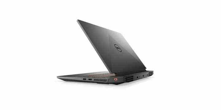 Dell G15-Laptop auf weißem Hintergrund.