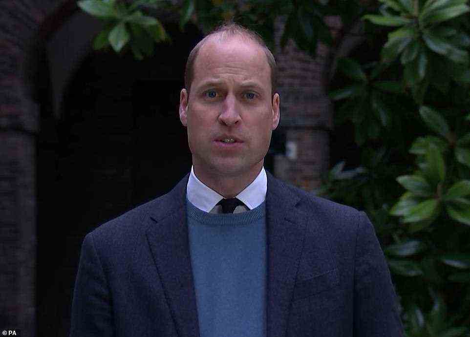 William (pictured during a filmed response to the report) privately vowed to continue his battle to uncover 'the truth' about how his mother came to be callously duped