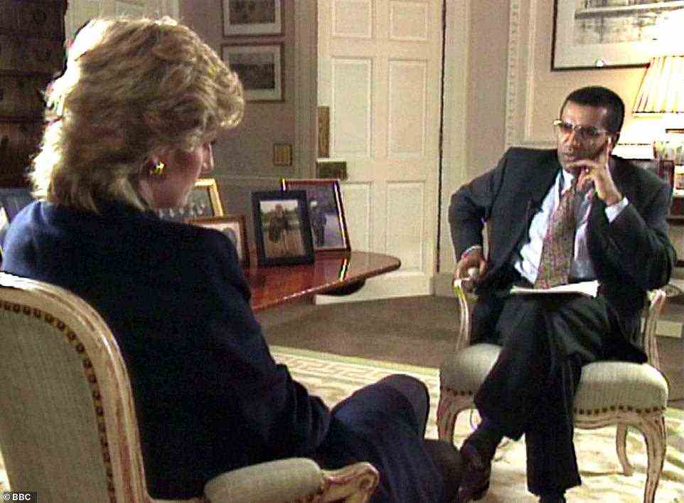Controversy: Bashir has been accused of spinning a web of deceit to land his 1995 interview with Diana, including falsifying bank statements in order to gain access to the Royal (pictured during the interview)