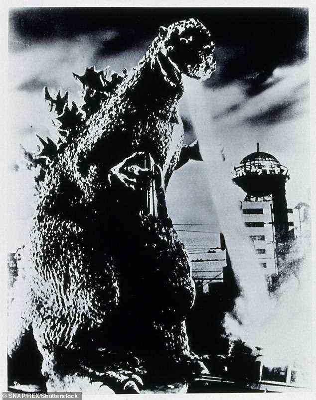 Godzilla ist seit seinem Kinodebüt im Jahr 1954 das Thema der am längsten laufenden Filmreihe der Welt. Abgebildet ist ein Standbild aus dem Film 