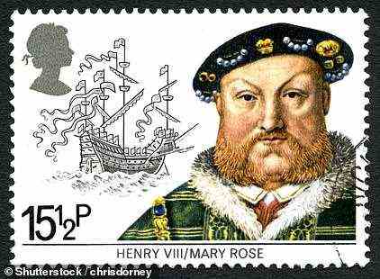 Pictured, the Mary Rose and King Henry VIII as seen on a UK postage stamp from 1982