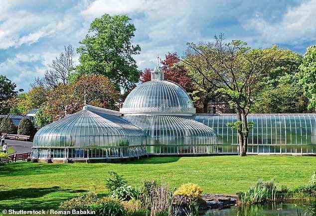 Der Eintritt ist frei für Besucher der 'tropischen' Botanischen Gärten von Glasgow, die oben abgebildet sind