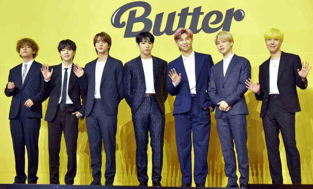 SEOUL, SÜDKOREA - 21. MAI: BTS nimmt am 21. Mai 2021 in Seoul, Südkorea, an einer Pressekonferenz für die neue digitale Single 