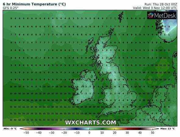 Wetter in Großbritannien: Ian Simpson sagte: “Es wird Mitte der Woche eine Nordexplosion geben, die trockeneres und kälteres Wetter bringt”