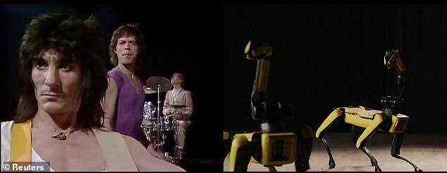 Der führende Spot-Roboter verpasst keinen Takt, da er zusammen mit Jagger folgt und den gesamten Clip singt und tanzt.  Die drei Backup-Bots treffen auch jede Frage von Jaggers Bandkollegen