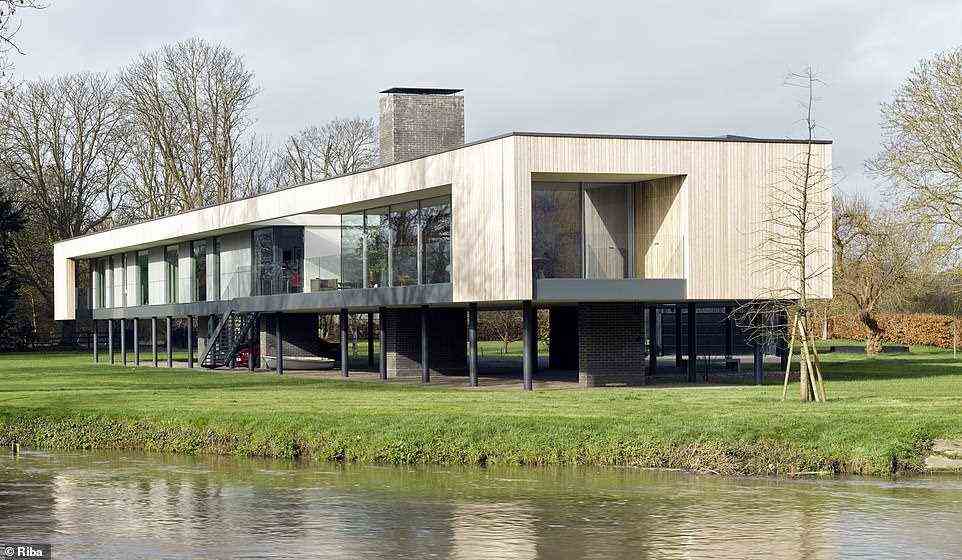 Another building on the list is a river-side home in Wargrave, which sits on a flood plain and features a dinghy in case of flooding. The jury wrote: 'This is without a doubt a beautiful house and worthy of a RIBA Award'