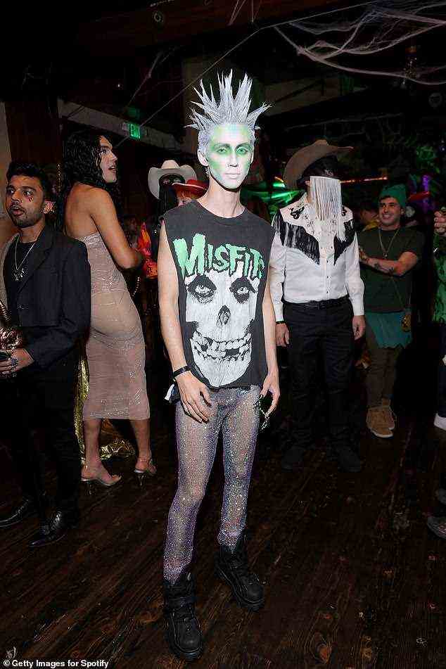 Feeling lucky punk! Troye Sivan put on a fright as a ghoulish punk as he attended a Halloween party in West Hollywood