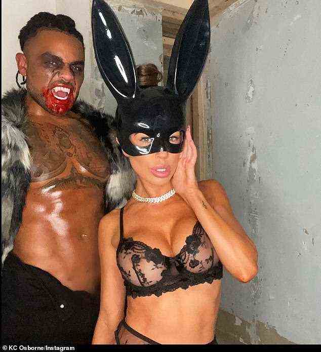 Natural woman: Meanwhile, Married At First Sight star KC Osborne opted to dress up as Ariana Grande on the cover of her Dangerous Woman album