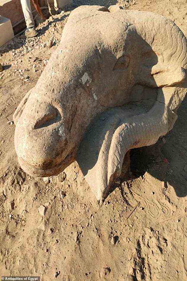 Archäologen fanden im ägyptischen Karnak-Tempel drei Statuen von Widderköpfen, darunter eine mit einer Kobra auf dem Kopf
