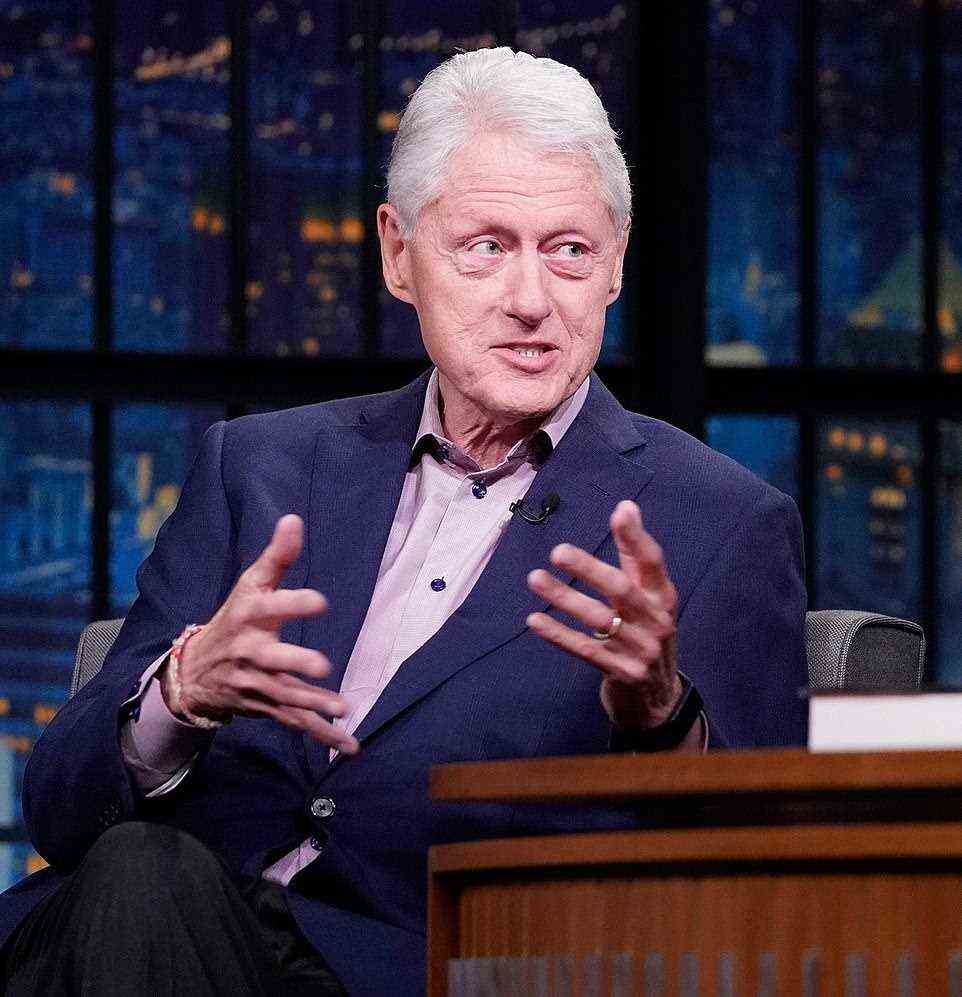 Former President Bill Clinton, pictured on June 24 on Seth Meyers' show, was hospitalized on Tuesday in California, but is 'on the mend'