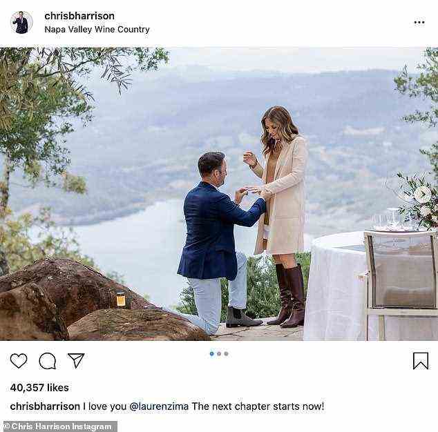 Auf einem Knie: Chris Harrison hat seiner Freundin Lauren Zima, die als Korrespondentin bei Entertainment Tonight arbeitet, einen Heiratsantrag gemacht