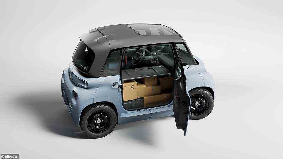 The SMALLEST van in Britain with a 47-mile range: Citroen's electric Ami Cargo has been confirmed for sale in the UK next year. The price for the single-seat commercial vehicle hasn't been confirmed but it will likely cost from around £6,000