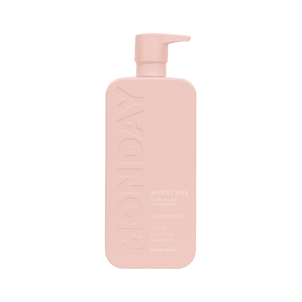 MONDAY Haircare Moisture Shampoo Flasche auf weißem Hintergrund