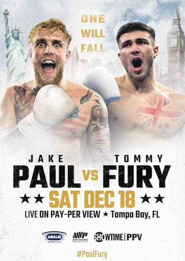 Tommy Fury (rechts) hat sich bereit erklärt, am 18. Dezember in Tampa, Florida, gegen Jake Paul (links) zu kämpfen