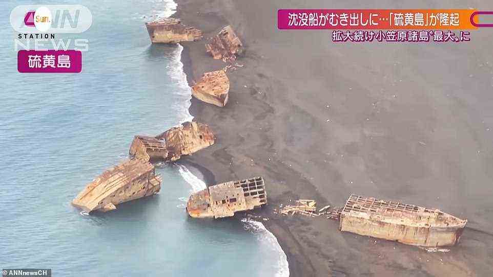 Seismische Aktivitäten auf dem japanischen Berg Suribachi haben dazu geführt, dass eine Reihe von Schiffen gehoben wurden, nachdem sie im Rahmen der Schlacht von Iwo Jima während des Zweiten Weltkriegs versenkt wurden