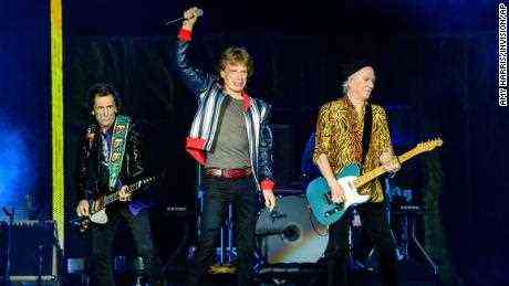 Ronnie Wood (links), Mick Jagger und Keith Richards (rechts) von den Rolling Stones, abgebildet im September