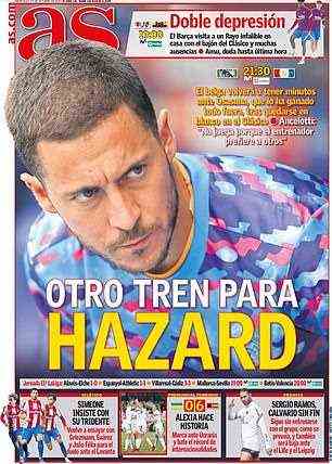 Auf der Titelseite der spanischen Tageszeitung AS stand „Ein weiterer Zug für Eden Hazard“, wobei der leistungsschwache Stürmer erneut unter die Lupe kommt