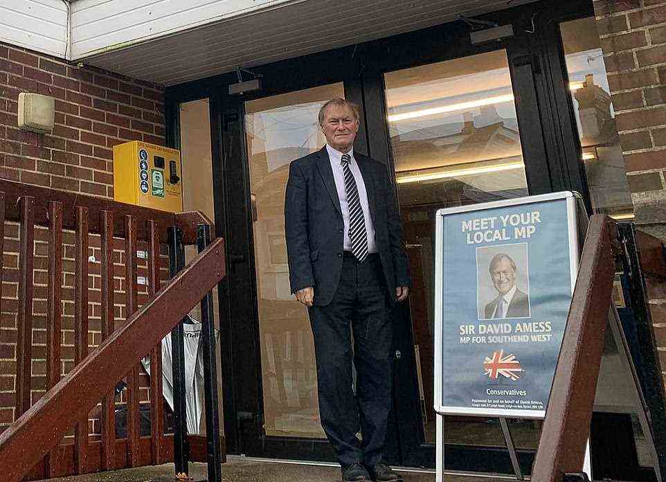MP Sir David Amess has been murdered at his constituency surgery in Leigh. The Tory MP for Southend West, 69, was holding a surgery at the Belfairs Methodist Church, in Eastwood Road North. Sir David pictured outside his surgery earlier this month