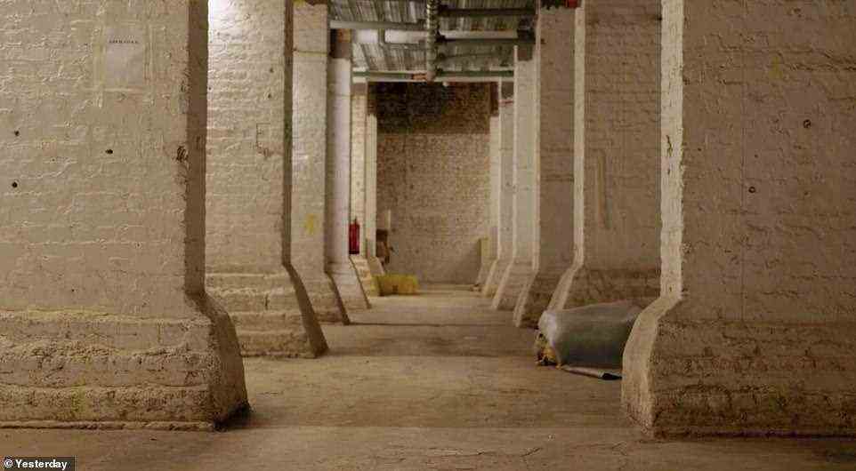A new TV documentary reveals the network of barrel vaults beneath Charing Cross station which prevent it from slipping into the River Thames. Pictured: The arched vaults which are revealed in tonight's episode of The Architecture the Railways Built, It airs on UKTV channel Yesterday at 8pm tonight