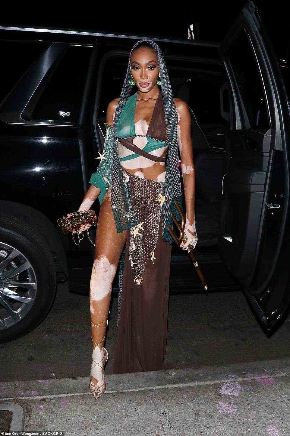 Emerging: Winnie Harlow attended Doja Cat's underwater-themed 26th birthday party at Los Angeles restaurants Catch and Delilah's on Wednesday