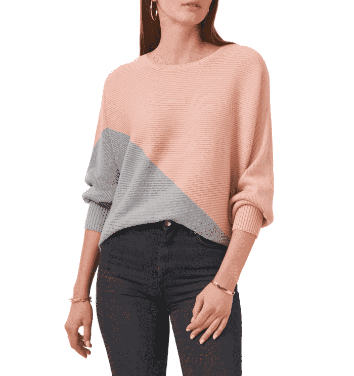 Vince Camuto Asymmetrischer Colorblock-Pullover aus Baumwollmischung