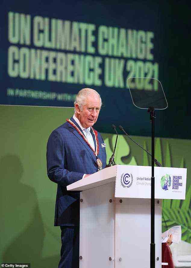 The royal gave his second address during an Action on Forests and Land Use event on day three of COP26 (pictured)