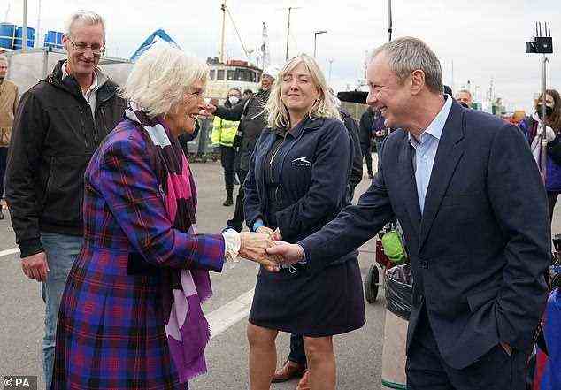 ITV are currently filming series two of Grace for broadcast in spring next year. Pictured, Camilla meets actor John Simm
