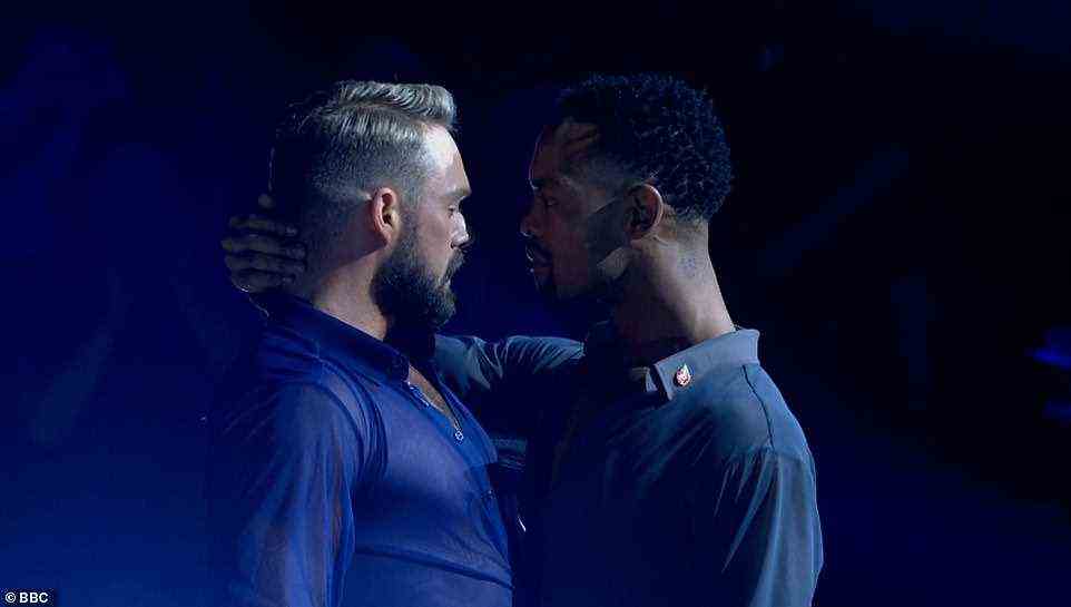 Wow: Elsewhere John Whaite and his professional dance partner Johannes Radebe performed a lively Rumba to Sting's Shape Of My Heart