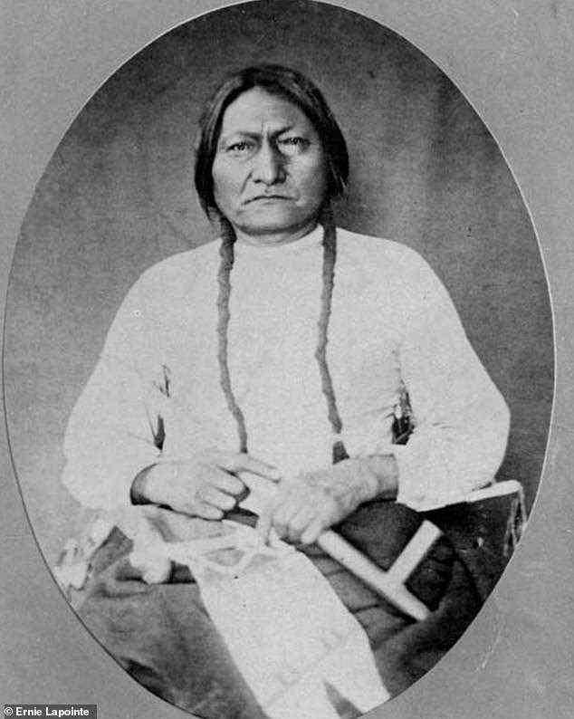 Danish evolutionary geneticist Eske Willerslev told DailyMail.com that Sitting Bull's spirit appeared to him as a bright blue, green light during a Native American ceremony in 2007. Pictured is a family photography owned by LaPointe