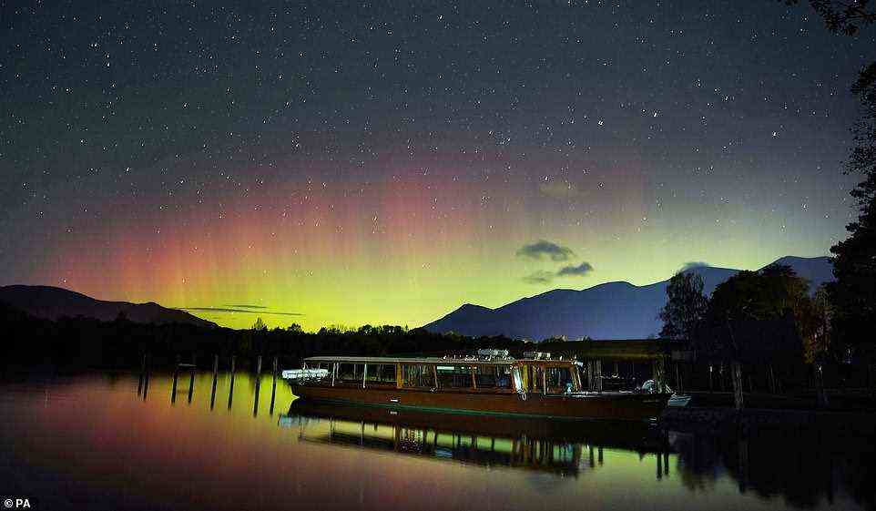 A spectacular display of the Northern Lights seen over Derwentwater, near Keswick in the Lake District, last night and into the early hours of Thursday amazed photographers and skygazers