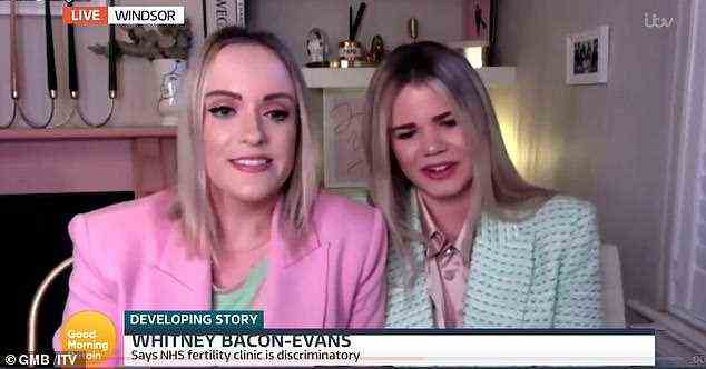 Schwierig: Die Influencer Megan (34) und Whitney Bacon-Evans (33) traten in der Frühstücksshow auf, um über eine Klage gegen den NHS wegen seiner „diskriminierenden“ Fruchtbarkeitspolitik zu diskutieren