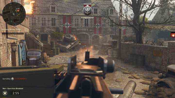 Aiming down sights in Call of Duty: WW2.