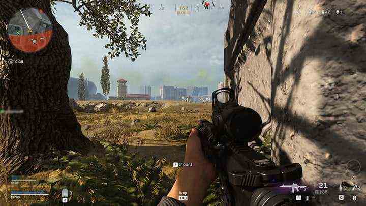 Player overlooking ridge in Call of Duty: Warzone.