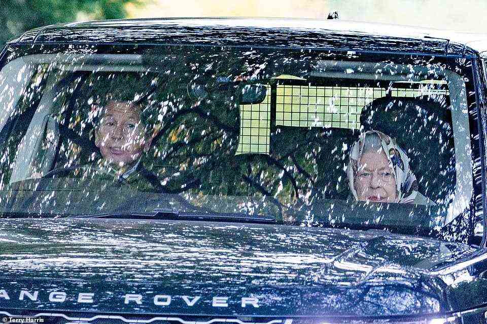 LAST SATURDAY -- The Queen is pictured enjoying a Saturday morning drive through her Sandringham estate