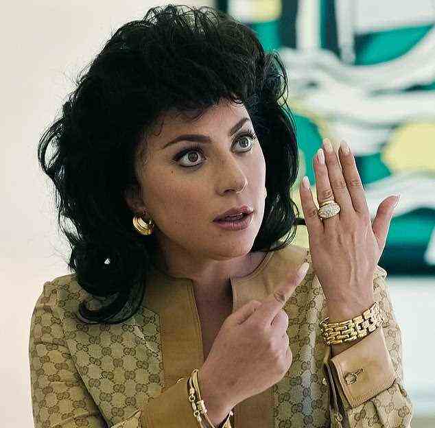 Sensationell: Gaga spielt Patrizia Reggiani in Ridley Scotts neuem Film, einem biografischen Blick auf das berühmte Modeimperium von Gucci (im Film abgebildet)