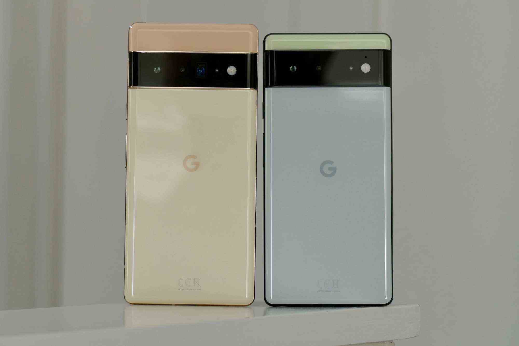 Pixel 6 Pro (left) and Pixel 6 (right).