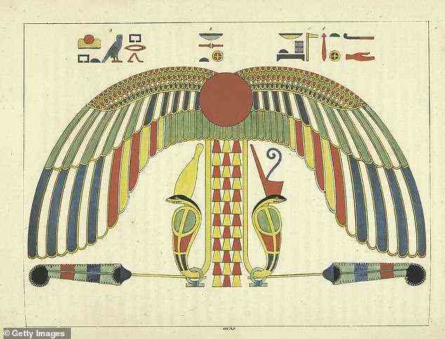 Ein altägyptisches Emblem des mächtigen Sonnengottes Ra, dem die Pharaonen die Tempel gebaut haben
