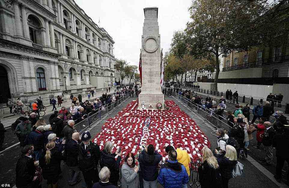 Dozens of wreaths were laid at the Cenotaph during the Remembrance Sunday ceremony held in Whitehall this morning