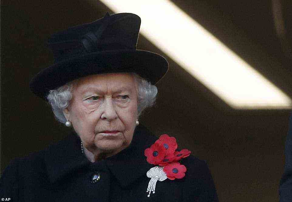 The Queen pictured at the Remembrance Day ceremony in 2018