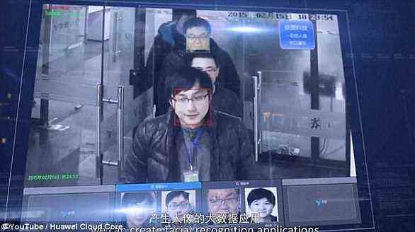 In China wurde ein anderes intelligentes Überwachungssystem (im Bild) enthüllt, das innerhalb von Sekunden 2 Milliarden Gesichter scannen kann.  Das System verbindet sich mit Millionen von CCTV-Kameras und nutzt künstliche Intelligenz, um Ziele zu erkennen.  Das Militär arbeitet daran, eine ähnliche Version davon mit KI anzuwenden, um Menschen im ganzen Land zu verfolgen 