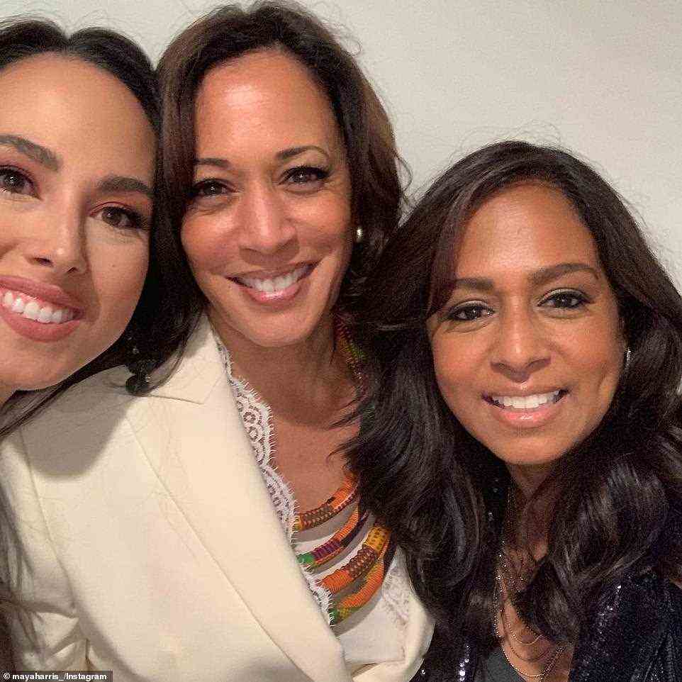 Some Harris aides fear she leaning heavily on her sister Maya Harris (right), brother-in-law Tony West and niece Meena Harris (left) for advice