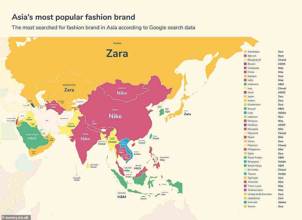 Zara ist die meistgesuchte Modemarke in 12 asiatischen Ländern, darunter die Vereinigten Arabischen Emirate, Katar und Japan